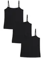 NEXT Mädchen Trägertops mit Spaghettiträgern, 3er-Pack Schwarz 15_Jahre-16_Jahre