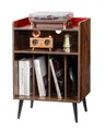 VEVOR Schallplattenaufbewahrung 3-stufiger Plattenspielerständer für bis zu 150 Alben, hölzerner Aufbewahrungsschrank für Vinyl-Schallplatten mit Ausstellungsregal für Schlafzimmer Wohnzimmer