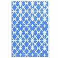 vidaXL Outdoor Teppich Zweischichtiger Jacquard Terrassenteppich Außenteppich Küchenteppich Indoor Terrasse Balkon Flur Küche Bad Blau Weiß 80x150cm PP