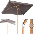 Sekey Rechteckiger Sonnenschirm 200 x 125 cm in Holzoptik mit UV50+ für Balkon und Terrasse