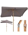 Sekey Sonnenschirm Balkon 200x125 cm Holzoptik, Sonnenschirm Rechteckig mit höhenverstellbar, 180g/m² Polyester UV50+, Aluminium-Drehgelenk, Sonnenschirme für Balkon Garten Terrasse