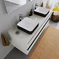 Duravit Quadratisches Aufsatzwaschbecken DuraMaui 40x40x10,5cm Waschbecken aus Mineralguss Handwaschbecken in Schwarz/Weiß Matt Waschtisch für Unterschränke Badezimmer