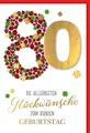 80. Geburtstag - Karte mit Umschlag - Marienkäfer