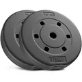 TREX SPORT Hantelscheiben Set 20kg (2x10kg) TX-020DS | Kunststoff Gewichtsscheiben Ø27mm | Fitness Scheiben, Gewichte für Hantel, Hantelgewichte - Schwarz