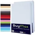 Buymax Spannbettlaken 2-er Set, Doppelpack, Bettlaken, Jersey 100% Baumwolle, Gummizug: rundum, (2 Stück), Pflegeleicht und Atmungsaktiv in Verschiedenen Farben und Größen weiß 140 cm x 200 cm