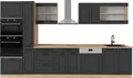 Küchenzeile Vicco R-Line Anthrazit Landhaus/Goldkraft Eiche 350 cm , AP Eiche, Model 53648