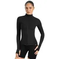 Smilodox Trainingsjacke Kenna, Sportjacke mit tailliertem Schnitt, Windbreaker Laufjacke Sport Oberteil Daumenlöcher Activewear Atmungsaktiv Freizeit Fitness schwarz S