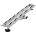 LuxeBath Duschrinne Edelstahl Doppelseitige Bodenablauf 2in1, Komplettset Bodenbefestigung, Duschablauf, Siphon mit Geruchsstop, Haarsieb, Ablaufrinne Dusche silberfarben 70 cm