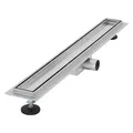 LuxeBath Duschrinne 70cm 2in1, befliesbar, extra flach, Edelstahl, Silber, Doppelseitige Bodenablauf, Komplettset Bodenbefestigung, Duschablauf, Siphon mit Geruchsstop, Haarsieb, Ablaufrinne Dusche