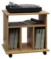 VCM Audio-Board Holz Schallplatten LP Regal Rollen Retal (1 St), 59x60x45cm Schallpaltten Regal, rollbar