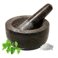 JADE TEMPLE 17023 TEMPLE Steinmörser mit Stößel im Set, effektives und einfaches mörsern, aus massivem Granit mit 13 cm Durchmesser und 7 cm Höhe, Grau