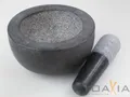 Stein Mörser mit Stößel [ Ø 13cm Höhe 7cm ] Gewürzmörser / Steinmörser