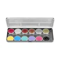 Wasserschminke Pastel & Shimmer - Palette mit 12 Farben - Schminkkasten mit