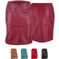 Trendiger Midi Lederrock aus Lammnappa Business Rock Echtleder 48, Weinrot