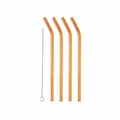 Lyngby Glas Trinkhalm geknickt Amber 4er Set, Glashalme, Glas, Braun, 21.5 cm