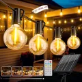 Solar Lichterkette Aussen, 17.1M/56.1FT LED Solarlichterkette Außen Wetterfest 8 Modi, 24+1 G40 Lichterketten, 3600 mAH Akku IP44 Wasserdicht Solar Lichterkette Outdoor für Balkon Garten Camping Party