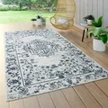 Paco Home - Outdoor Teppich Wetterfest Balkon Küche Orient Muster Ornamente Creme Blau Grau 80x150 Cm