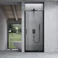 doporro Duschtür Nischentür dusche Duschabtrennung Duschkabine 75x195 cm ESG-Sicherheitsglas aus Klarglas mit Hebe- und Senkmechanismus inkl. NANO-Beschichtung Teramo36K schwarz
