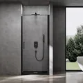 doporro Duschtür Nischentür dusche Duschabtrennung Duschkabine 75x195 cm ESG-Sicherheitsglas Duschtür aus Klarglas mit Hebe- und Senkmechanismus inkl. NANO-Beschichtung Teramo36K schwarz