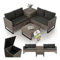 Juskys Polyrattan Lounge Santorini - Outdoor Sitzecke mit Beistelltisch & Auflagenbox - Grau