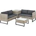 Juskys Polyrattan Lounge Santorini Grau Meliert Grau
