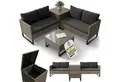 Juskys Gartenlounge-Set Santorini, (4-tlg), Polyrattan Sitzgruppe mit Beistelltisch & Auflagenbox, wetterfest