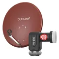 DUR-line MDA 60 Rot - Digiatale 2 Teilnehmer Satellitenschüssel Komplett-Anlage mit +Ultra Twin - LNB [Camping, Astra 19,2°, DVB-S/S2, Full HD, 4K, 3D]