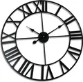 Relaxdays Wanduhr, römische Zahlen, Ø 60 cm, batteriebetriebene Wohnzimmeruhr, analoge Küchenuhr, Eisen, schwarz