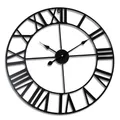 Relaxdays Wanduhr, römische Zahlen, Ø 60 cm, batteriebetriebene Wohnzimmeruhr, analoge Küchenuhr, Eisen, schwarz