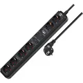 Brennenstuhl Steckdosenleiste Eco-Line Connect, 1,5m Kabel, 6-fach in schwarz, App-fähig, mit Schalter