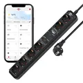 Brennenstuhl Connect Eco-Line WiFi Steckdosenleiste/Intelligente Mehrfachsteckdose 6-Fach (2.4 GHz WiFi, kompatibel mit Alexa und Google Assistant, kostenfreie App, 1,5m Kabel) schwarz