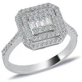 EinStein Diamant Diamantring 0,54 Carat Diamantring Baguette & Brillant Schliff 14 Karat Weißgold, Rubin, Diamantring, Damenring, Unbehandelter Diamant, Brillant-Schliff 54