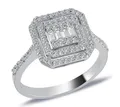 EinStein Diamant Diamantring 0,54 Carat Diamantring Baguette & Brillant Schliff 14 Karat Weißgold, Rubin, Diamantring, Damenring, Unbehandelter Diamant, Brillant-Schliff