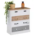 CARO-Möbel Kommode Salva mit 4 Breiten Schubladen, praktisches Schubladenregal im Vintage Look, Flurkommode in weiß lasiert mit farbigen Schubkästen