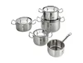 Zwilling Kochtopfset Twin, Edelstahl, Metall, 5-teilig, 16 cm,20 cm,16 cm, 2,0 L,3,5 L,6,0 L,3,0 L,1,5 L, Messskala, hitzebeständige Griffe,backofengeeignet, Kochen, Töpfe, Topfsets