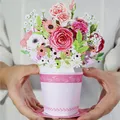 Glückwunschkarte mit 3D Blumenstrauß - Pop Up Karte mit bunten Blumen - Gebur...