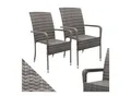 Juskys Polyrattan Gartenstühle Yoro 2er Set - Stuhl mit Armlehnen - Rattan Stühle stapelbar Grau-meliert