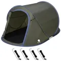 Pop Up Wurfzelt grün 220 x 120 cm - 2 Personen - Sofortzelt für Trekking und Camping - Grün