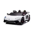 Kikkaboo Kinder Elektroauto Lamborghini Aventador SVJ Zweisitzer Stoßdämpfer EVA weiß