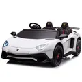 Kikkaboo Kinder Elektroauto Lamborghini Aventador SVJ Zweisitzer Stoßdämpfer EVA weiß