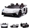 Kikkaboo Kinder Elektroauto Lamborghini Aventador SVJ Zweisitzer Stoßdämpfer EVA weiß