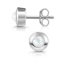 Materia Ohrstecker Silber 925 mit weißem Stein - Mondstein Ohrringe Damen klein SO-207-Mondstein