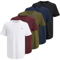 JACK AND JONES JACK&JONES Herren T-Shirt, 5er Pack - JPRBLABRODY TEE CREW NECK 5PK, Kurzarm, Rundhals, Baumwolle