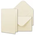 50x Faltkartenset inkl. Briefumschläge DIN A6 / C6 in Naturweiß mit Geschenkschachtel- Blanko Einladungskarten 10,5 x 14,8 cm zum Selbstgestalten