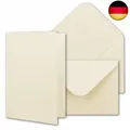 50x Faltkartenset inkl. Briefumschläge DIN A6 / C6 in Naturweiß mit G