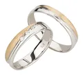 Trauringe 375 Gold Eheringe Weißgold Gelbgold bicolor 0,06 ct Diamanten Brillant