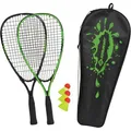 Speed Badminton Speedbadminton 2x Schläger neu mit Tasche und 3 Bällen 970905
