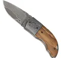Haller Stahlwarenhaus Taschenmesser Haller Stahlwaren Damast-Taschenmesser mit Olivenholzgriffschalen, (1 St)