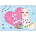 LIMONIA Einladungskarten Lama Einladungen zum Kindergeburtstag Karten Mädchen Alpaka Herz, Einladungskarten mit einem Lama zum Geburtstag Herz blau