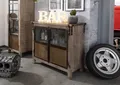 Industrial Sideboard braun Vitrine klein massives Mangoholz zu. Eisen 100x40x90